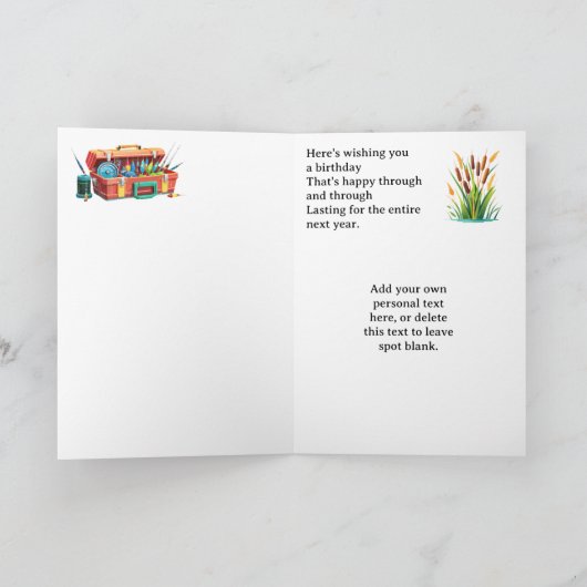 釣りをテーマにした誕生日お知らせカード 招待状 (内部)