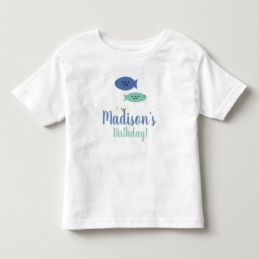 釣りをテーマにした1歳の誕生日パーティーの名前 トドラーTシャツ (正面)