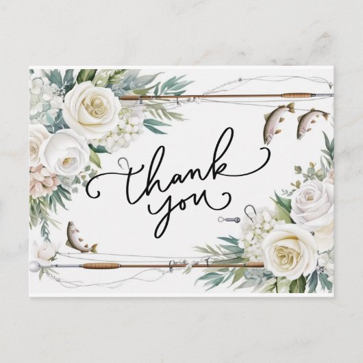 釣りを愛する人々に感謝を　魚と花で ポストカード (正面)