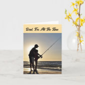 釣りを楽しむ親子 グリーティングカード (黄色い花)