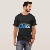 釣りギフト - 釣り竿とアメリカ国旗 Tシャツ (正面フル)