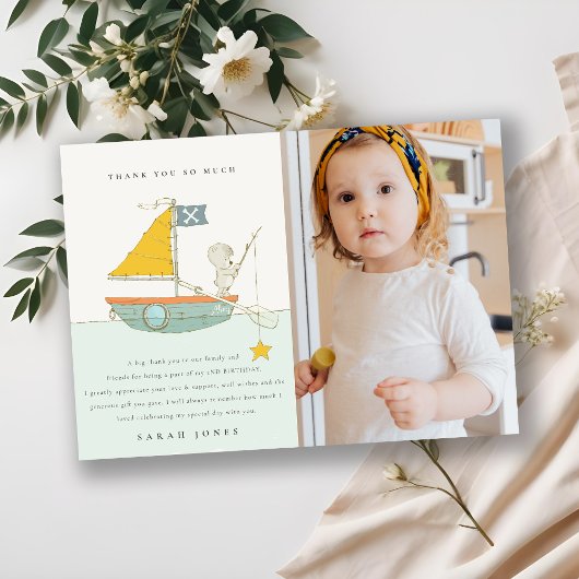 釣りクマの写真 セーリング 子供 誕生日 すべての年齢 サンキューカード