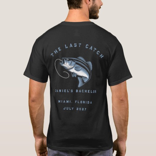 釣りテーマの週末旅行 バチェラー・パーティー Tシャツ (裏面)