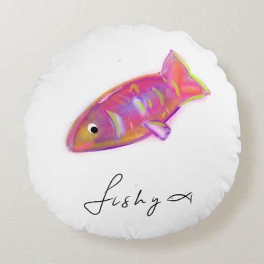 釣りプリント ラウンドクッション (正面)