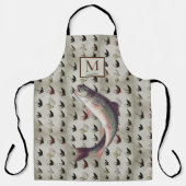 釣りマス漁師フライウォーターカラーエプロン エプロン (正面)