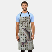 釣りマス漁師フライウォーターカラーエプロン エプロン (着用した状態)