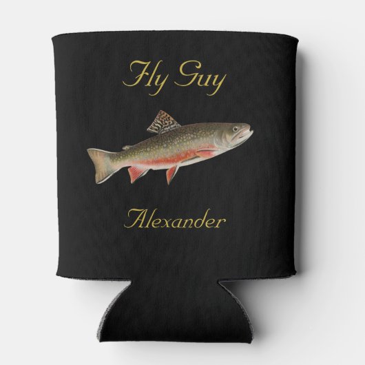 釣りマス釣りフライ水彩缶 缶クーラー (裏面)