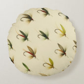 釣りマス釣り釣りフライ水色投げ ラウンドクッション (正面)