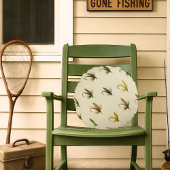 釣りマス釣り釣りフライ水色投げ ラウンドクッション