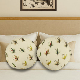 釣りマス釣り釣りフライ水色投げ ラウンドクッション