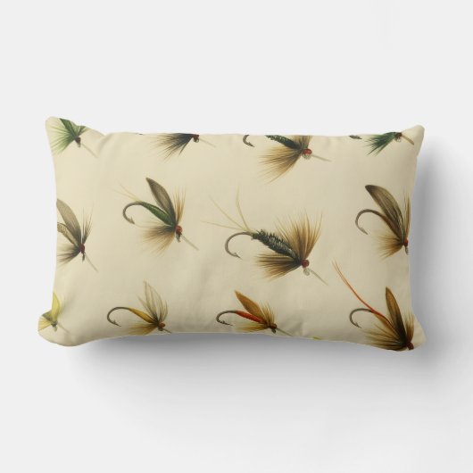 釣りマス釣り釣りフライ水色投げ ランバークッション (正面)