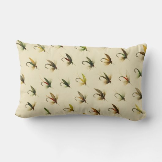 釣りマス釣り釣りフライ水色投げ ランバークッション (裏面)