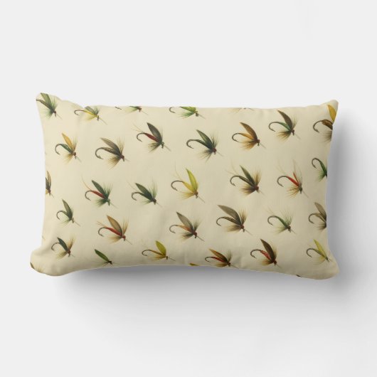 釣りマス釣り釣りフライ水色投げ ランバークッション (正面)