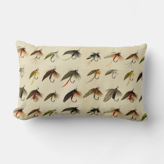 釣りマス釣り釣りフライ水色投げ ランバークッション (正面)