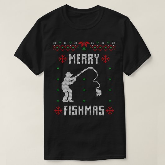 釣りメリー人のためのおもしろいフィッシュマスクリスマスクリスマス Tシャツ (デザイン正面)