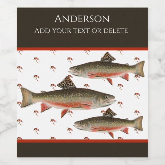 釣りモノグラムの人がイシマスを飛ぶ ワインラベル (シングルラベル)