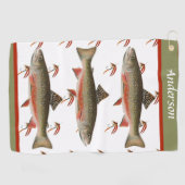 釣りモノグラムの漁師ブルックマス金魚フライ ゴルフタオル (横)