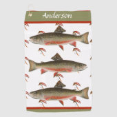 釣りモノグラムの漁師ブルックマス金魚フライ ゴルフタオル (正面)