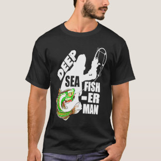 釣り上げられた魚を持った深海漁師 Tシャツ