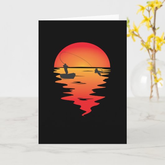 釣り人のためのアングラーおもしろい魚釣り魚の贈り物 カード (黄色い花)