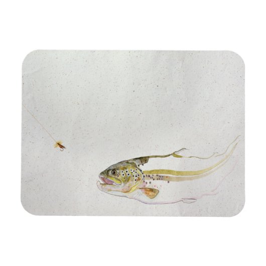釣り人のフライを追いかけるマス マグネット (横)