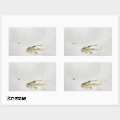 釣り人のフライを追いかけるマス 長方形シール (シート)