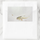 釣り人のフライを追いかけるマス 長方形シール (バッグ)