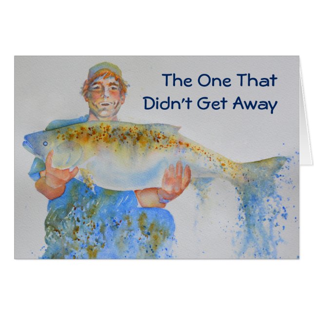 釣り人の水の色絵画の魚釣りギフト彼 (正面横)