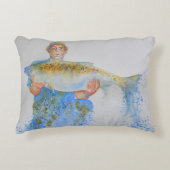 釣り人の水の色絵画の魚釣りギフト彼 アクセントクッション (正面)