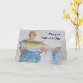 釣り人の水の色絵画の魚釣りギフト彼 カード (黄色い花)