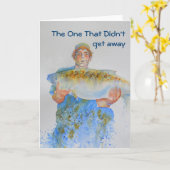 釣り人の水の色絵画の魚釣りギフト彼 カード (黄色い花)