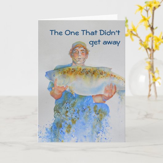 釣り人の水の色絵画の魚釣りギフト彼 カード