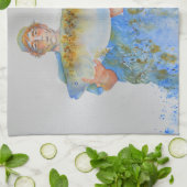 釣り人の水の色絵画の魚釣りギフト彼 キッチンタオル (折り畳み)