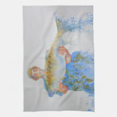 釣り人の水の色絵画の魚釣りギフト彼 キッチンタオル (縦)