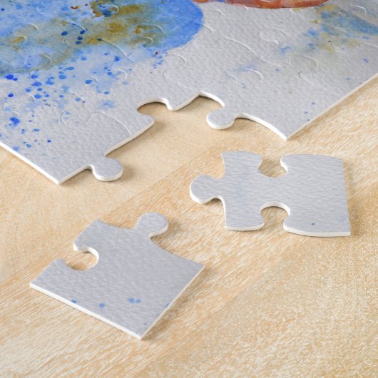 釣り人の水の色絵画の魚釣りギフト彼 ジグソーパズル (側面)