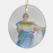 釣り人の水の色絵画の魚釣りギフト彼 セラミックオーナメント (左)