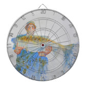 釣り人の水の色絵画の魚釣りギフト彼 ダーツボード (正面)