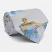 釣り人の水の色絵画の魚釣りギフト彼 ネクタイ (ロール)
