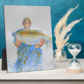 釣り人の水の色絵画の魚釣りギフト彼 フォトプラーク (側面)