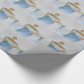 釣り人の水の色絵画の魚釣りギフト彼 ラッピングペーパー (角)