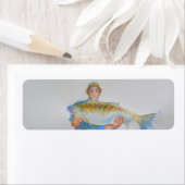 釣り人の水の色絵画の魚釣りギフト彼 ラベル (インサイチュ)