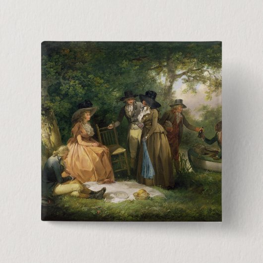 釣り人の食事(キャンバスの油) 缶バッジ (正面)