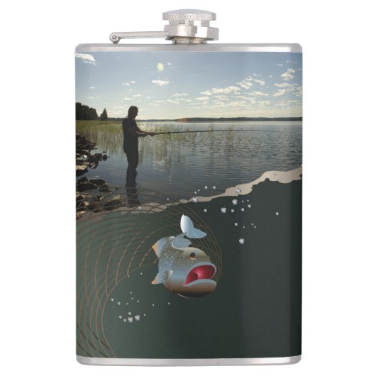 釣り人は​​​​​楽に進む。ハッピー魚釣り フラスク (正面)