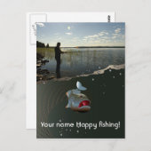 釣り人は楽に進む。ハッピー魚釣り ポストカード (正面/裏面)