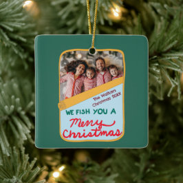 釣り人へのクリスマスのプレゼント面白い写真 セラミックオーナメント