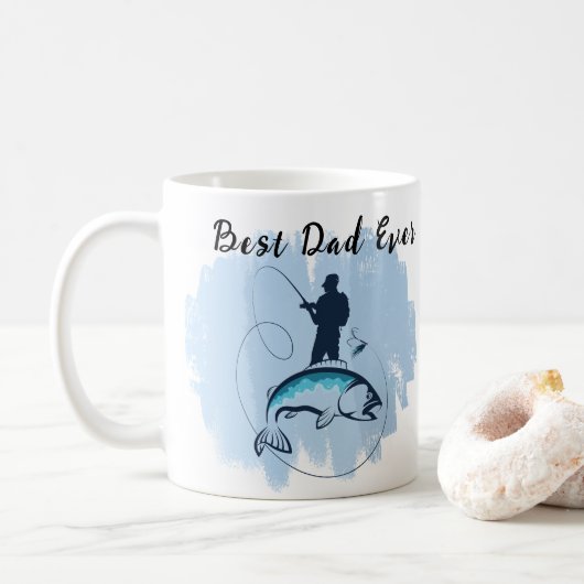 釣り人大魚をキャッチ最高のパパEver Mug コーヒーマグカップ (ドーナツ)
