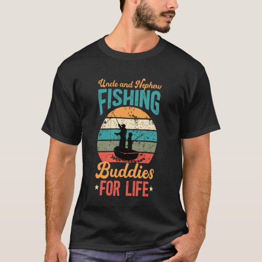 釣り仲間のおじさんと甥っ子の釣り仲間 Tシャツ (正面)