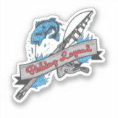 釣り伝説 : ロッドと魚 シール (正面)