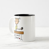 釣り合い梁のマグの棒の姿の体育専門家 ツートーンマグカップ (正面左)