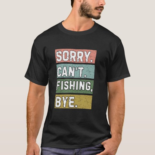 釣り好きさんへ、残念ながら釣りはお休みね、面白いレトロデザイン Tシャツ (正面)